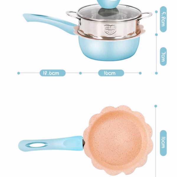 Bộ Nồi Chảo Nấu Hấp Cho Bé Ăn Dặm Chống Dính Kèm Xửng Hấp Hàng Cao Cấp Loại 1 55776 - Lady'S Passion - Ảnh 9