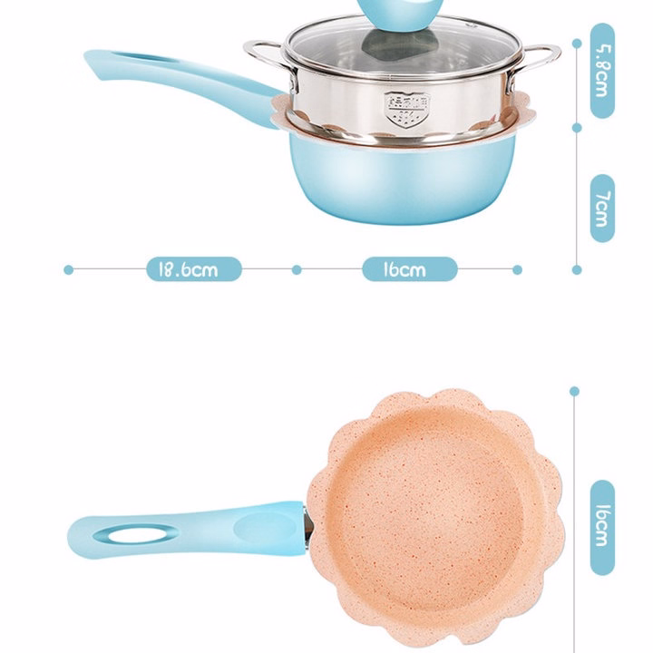 Bộ Nồi Chảo Nấu Hấp Cho Bé Ăn Dặm Chống Dính Kèm Xửng Hấp Hàng Cao Cấp Loại 1 55776 - Lady'S Passion - Ảnh 9