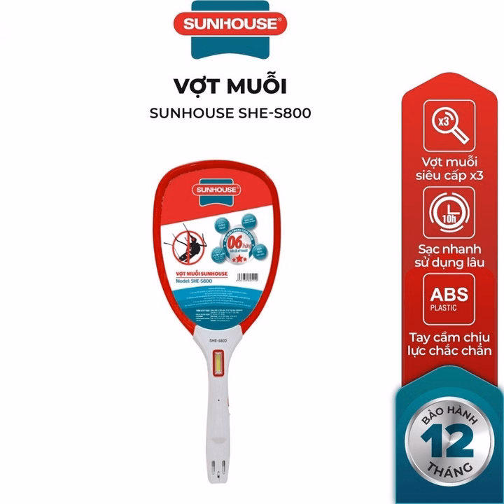 Vợt Muỗi Sunhouse Chính Hãng Đa Năng, Thông Minh Bảo Hành 12 Tháng Ctb685 - Bechip - Ảnh 2