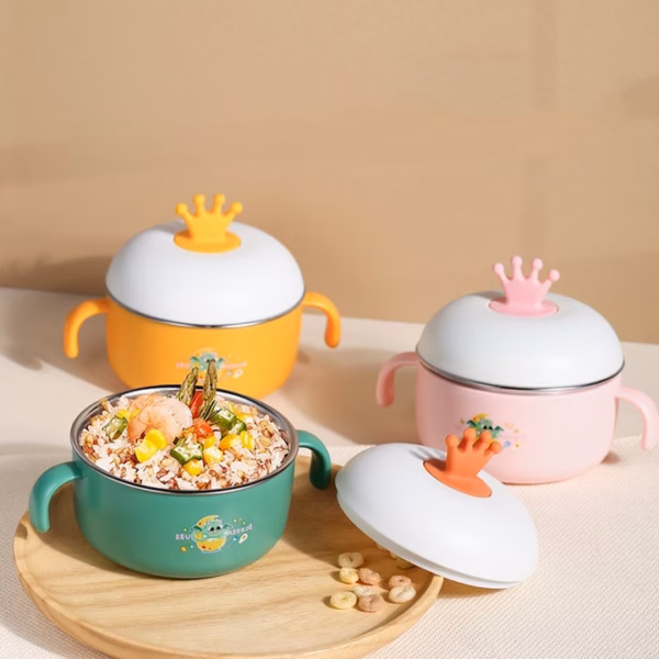 Bát Ăn Dặm Inox Cho Bé Giữ Nhiệt Tốt Có Tay Cầm Vương Miệng 56050 - Lady'S Passion