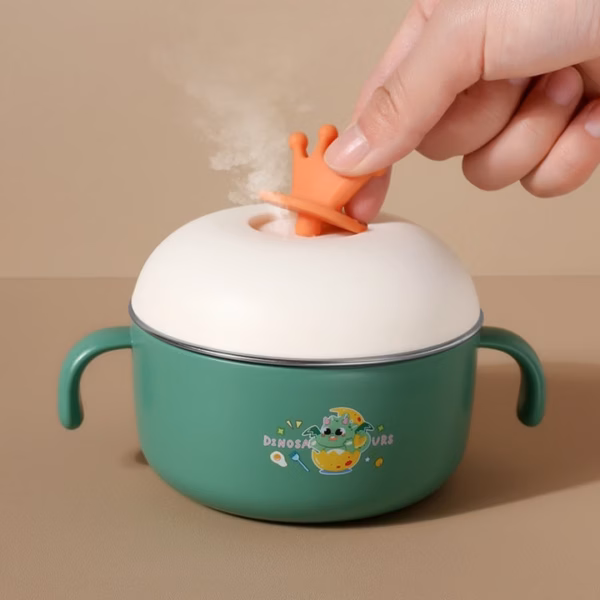 Bát Ăn Dặm Inox Cho Bé Giữ Nhiệt Tốt Có Tay Cầm Vương Miệng 56050 - Lady'S Passion - Ảnh 4