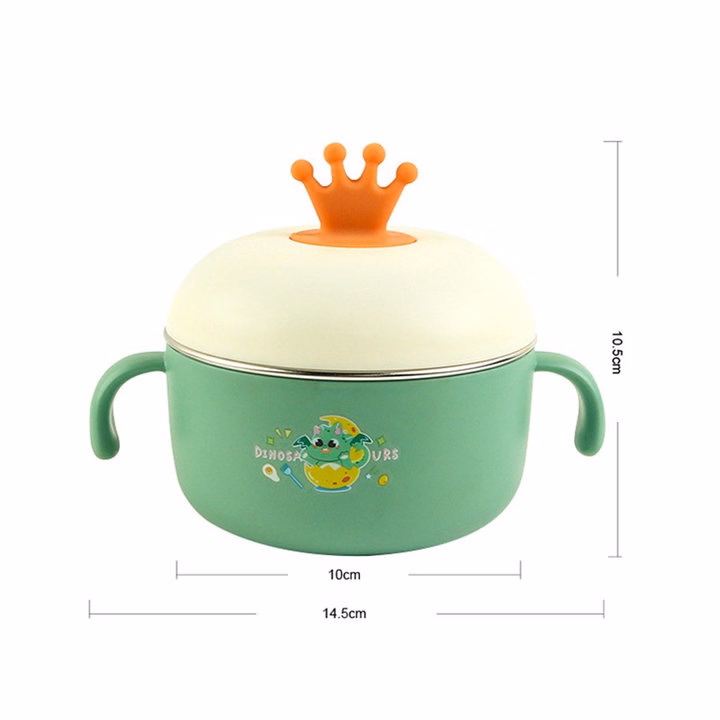 Bát Ăn Dặm Inox Cho Bé Giữ Nhiệt Tốt Có Tay Cầm Vương Miệng 56050 - Lady'S Passion - Ảnh 3