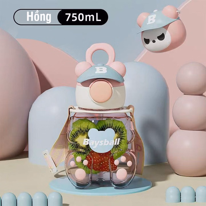 Bình Uống Nước Cho Bé Có Ống Hút Và Dây Đeo Gấu 750Ml 45118 - Lady'S Passion - Ảnh 5