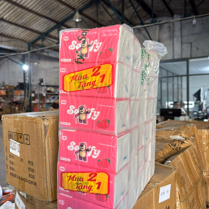 Bịch 3 Gói Khăn Giấy Rút Gấu Dâu (Mua 2 Tặng 1) - Gdn