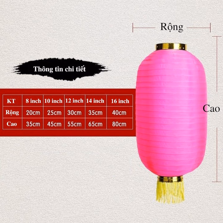 Sỉ Lồng Đèn Vải Trang Trí Hình Trụ Size 20Cm 55804 - Lady'S Passion - Ảnh 2