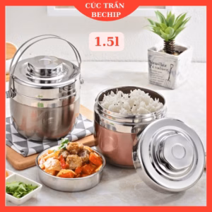 Hộp Cơm Giữ Nhiệt 2 Ngăn, Cặp Lồng Bom Xuất Hàn 1,5L Ctb398 - Bechip