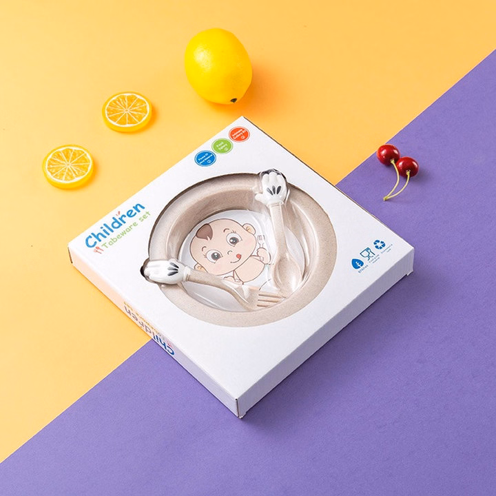 Đĩa Kèm Thìa Dĩa Children Lúa Mạch An Toàn Cho Bé Ăn Dặm 00566 - Lady'S Passion - Ảnh 3