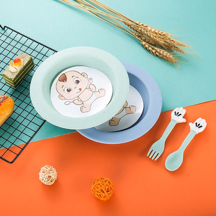 Đĩa Kèm Thìa Dĩa Children Lúa Mạch An Toàn Cho Bé Ăn Dặm 00566 - Lady'S Passion - Ảnh 6