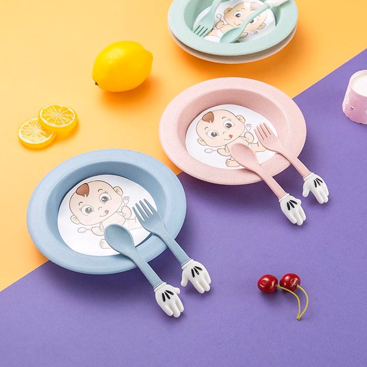 Đĩa Kèm Thìa Dĩa Children Lúa Mạch An Toàn Cho Bé Ăn Dặm 00566 - Lady'S Passion - Ảnh 5