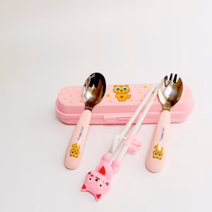 Bộ Đũa Thìa Inox Happycat Chống Gỉ An Toàn Cho Bé Tập Ăn 00585 - Lady'S Passion