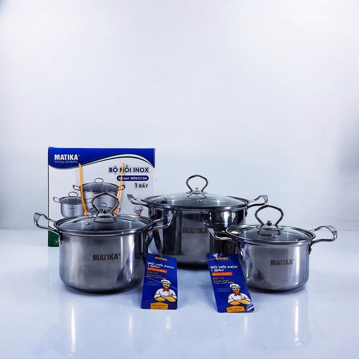 Bộ 3 Nồi Inox Size 16Cm, 18Cm, 24Cm