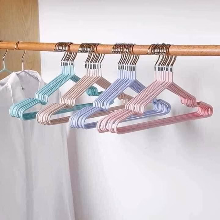 Set 10 Móc Treo Quần Áo Inox Bọc Nhựa