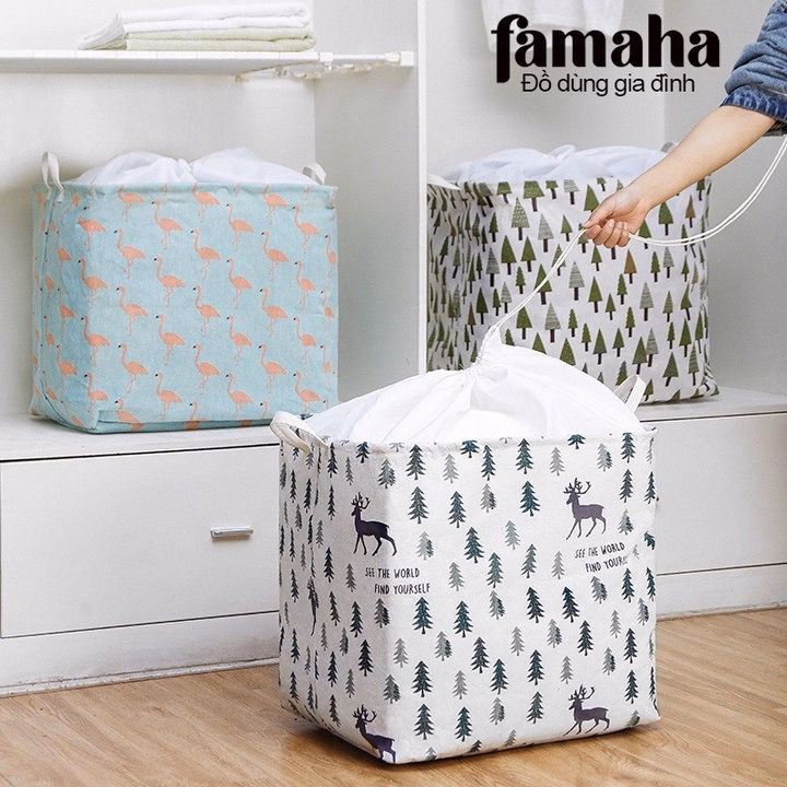 Combo 3 Túi Đựng Quần Áo Vải Canvas Dây Rút - Ảnh 3