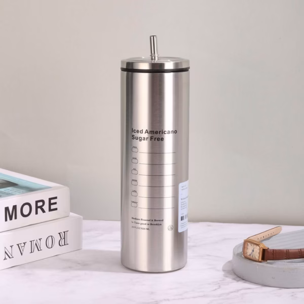 [Tặng Túi Đựng Ly] Ly Giữ Nhiệt Iced Americano Inox 304 Dáng Cao 600Ml Kèm Ống Hút - Su - Ảnh 3