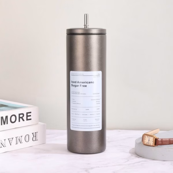 [Tặng Túi Đựng Ly] Ly Giữ Nhiệt Iced Americano Inox 304 Dáng Cao 600Ml Kèm Ống Hút - Su - Ảnh 4
