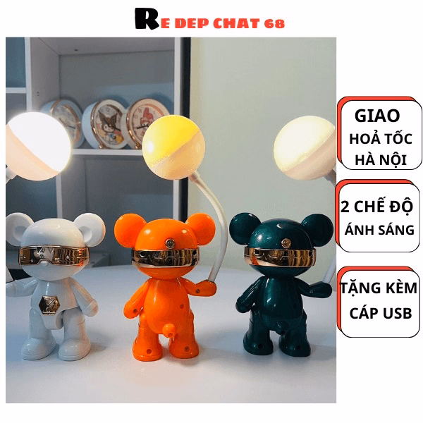 Đèn Bàn Học Đọc Sách Bảo Vệ Mắt, Đèn Đọc Sách Mini Hình Gấu Bearbrich 2 Cấp Độ Sáng Sạc Pin Tích Điện, Đèn Led - Ảnh 4