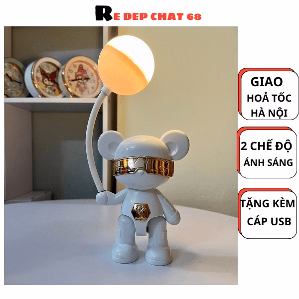 Đèn Bàn Học Đọc Sách Bảo Vệ Mắt, Đèn Đọc Sách Mini Hình Gấu Bearbrich 2 Cấp Độ Sáng Sạc Pin Tích Điện, Đèn Led - Ảnh 2