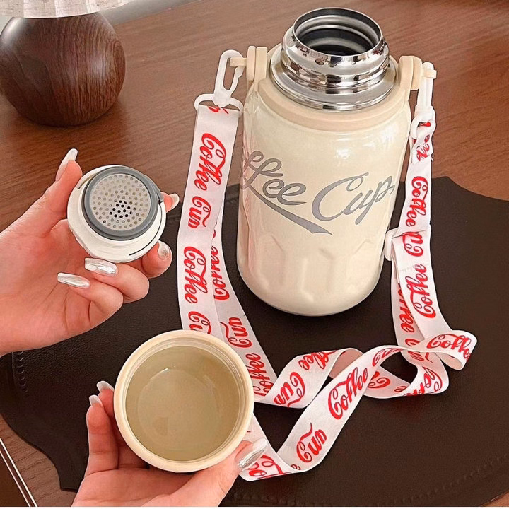 Bình Giữ Nhiệt Inox Coffee Cup Dây Đeo 1200Ml - Su - Ảnh 6