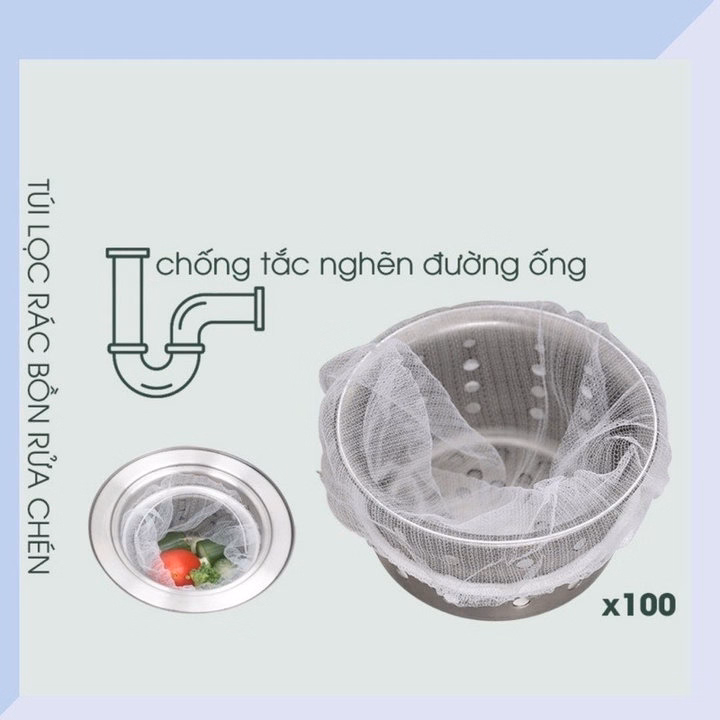 Set 100C Túi Lọc Rác Bồn Rửa Chén Bát, Thiết Kế Kiểu Lưới Siêu Dai Đầu Có Chun Co Giãn Chống Tắc Nghẽn Ống Ld022 - Lady'S Passion - Ảnh 3