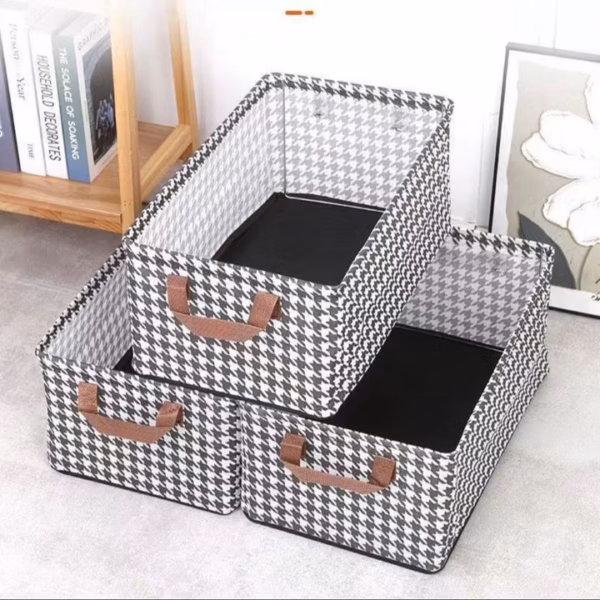 Hộp Đựng Đồ Có Khung Sắt Caro Có Quai - Su - Ảnh 3