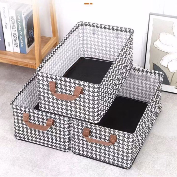 Hộp Đựng Đồ Có Khung Sắt Caro Có Quai - Su - Ảnh 3