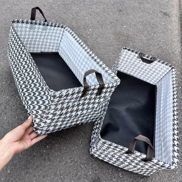 Hộp Đựng Đồ Có Khung Sắt Caro Có Quai - Su - Ảnh 7