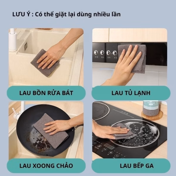 Cuộn 25 Khăn Lau Đa Năng Tái Sử Dụng Than Tre - Su - Ảnh 3