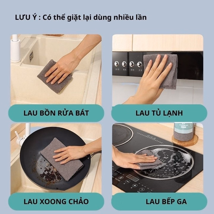 Cuộn 25 Khăn Lau Đa Năng Tái Sử Dụng Than Tre - Su - Ảnh 3