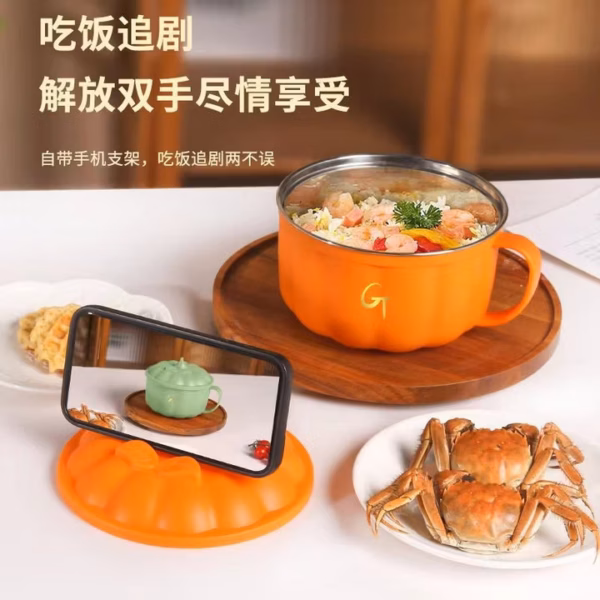 Ca Nấu Mì, Đựng Cháo Hình Bí Ngô Inox 304 Có Nắp Đậy Ld024 - Lady'S Passion - Ảnh 6