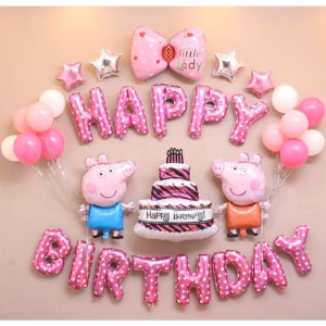 Set Bong Bóng Trang Trí Sinh Nhật Hình Heo Peppa Dễ Thương Có Kèm Bơm Ld027 - Lady'S Passion