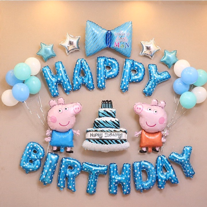 Set Bong Bóng Trang Trí Sinh Nhật Hình Heo Peppa Dễ Thương Có Kèm Bơm Ld027 - Lady'S Passion - Ảnh 6