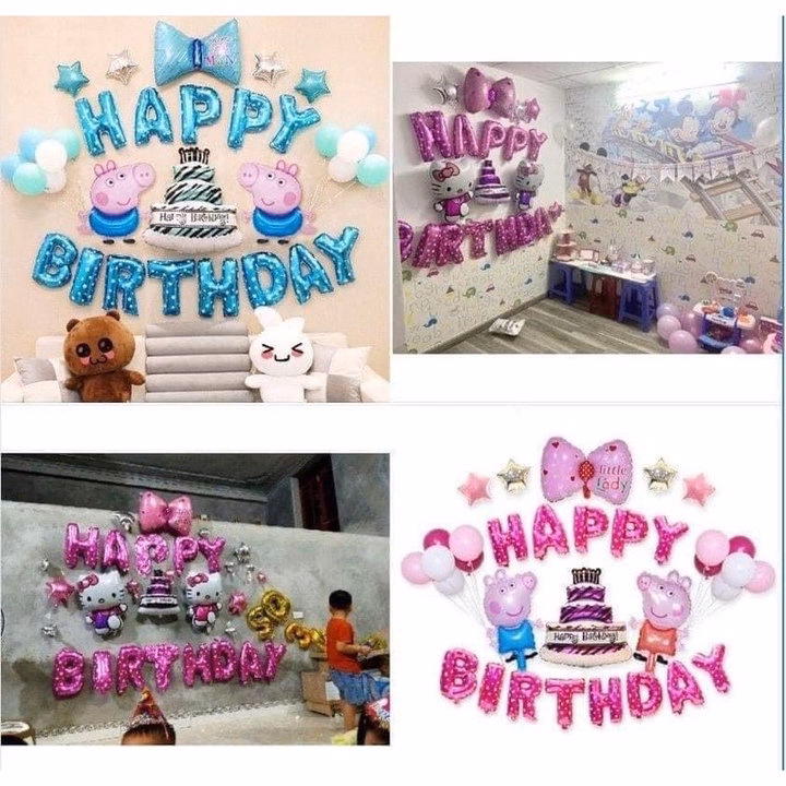 Set Bong Bóng Trang Trí Sinh Nhật Hình Heo Peppa Dễ Thương Có Kèm Bơm Ld027 - Lady'S Passion - Ảnh 7