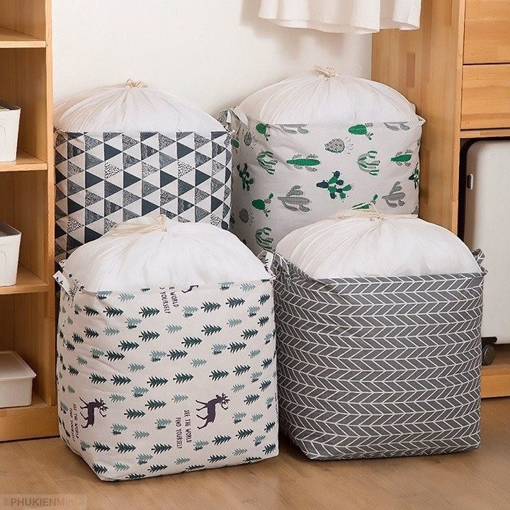 Combo 3 Túi Đựng Quần Áo Vải Canvas Dây Rút 100L - Ảnh 6