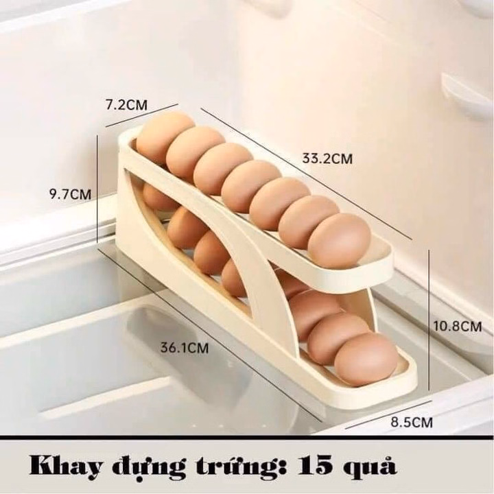 Khay Đựng Trứng 2 Tầng Thông Minh Tự Động Lăn Tiện Dụng