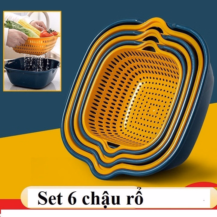 Bộ 6 Rổ Và Chậu Rửa Hoa Quả, Rau Củ Tiện Dụng - Ảnh 5