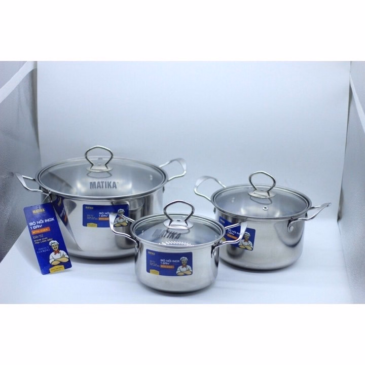 Bộ 3 Nồi Inox Size 16Cm, 18Cm, 24Cm - Ảnh 3