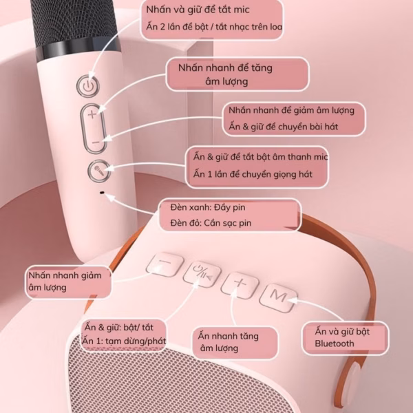 Loa Bluetooth Mini Hát Karaoke Kèm @ Mic - Ảnh 3