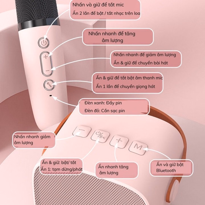 Loa Bluetooth Mini Hát Karaoke Kèm @ Mic - Ảnh 3