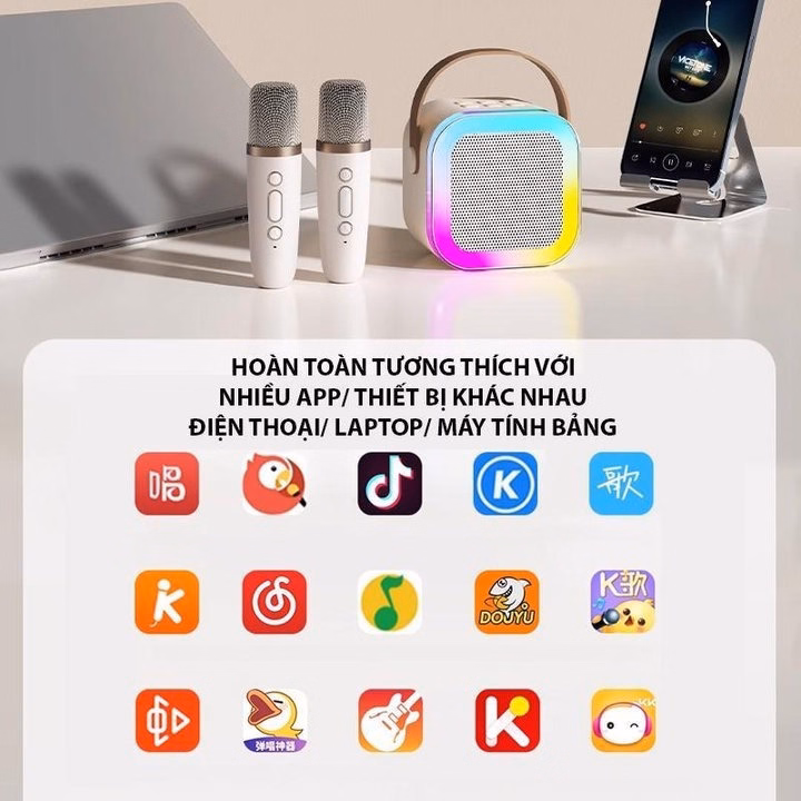 Loa Bluetooth Mini Hát Karaoke Kèm @ Mic - Ảnh 6