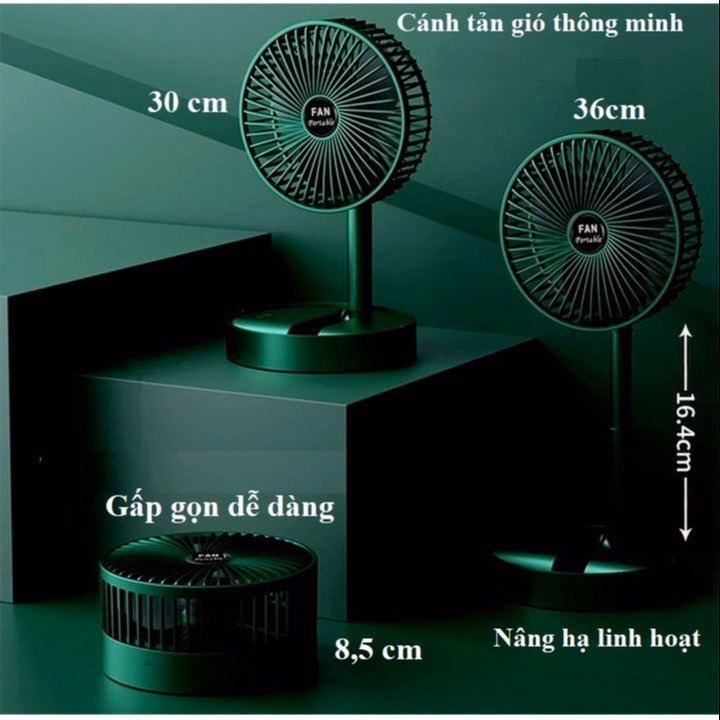 Quạt Tích Điện Mini Gập Gọn Để Bàn - Ảnh 4