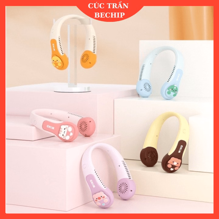 Quạt Đeo Cổ Mini Không Cánh Hình Thú Siêu Mát, Bền, Chạy Êm Ctb715 - Bechip - Ảnh 2
