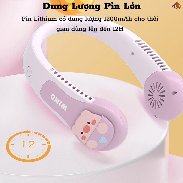 Quạt Đeo Cổ Mini Không Cánh Hình Thú Siêu Mát, Bền, Chạy Êm Ctb715 - Bechip - Ảnh 10