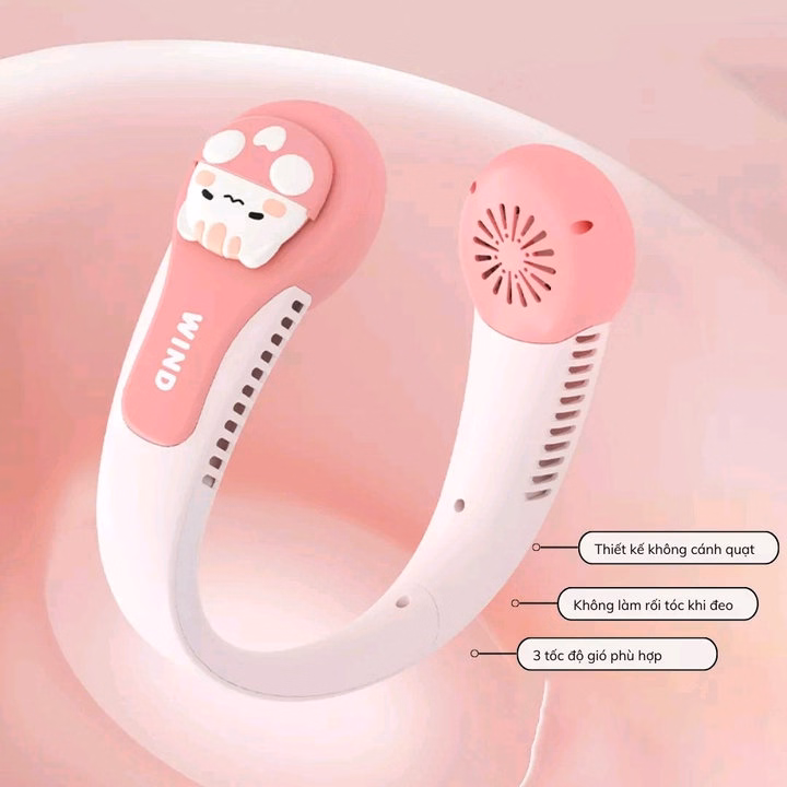 Quạt Đeo Cổ Mini Không Cánh Hình Thú Siêu Mát, Bền, Chạy Êm Ctb715 - Bechip - Ảnh 9