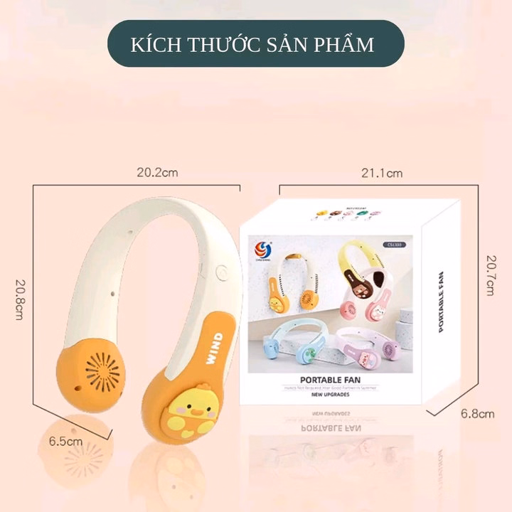Quạt Đeo Cổ Mini Không Cánh Hình Thú Siêu Mát, Bền, Chạy Êm Ctb715 - Bechip - Ảnh 13