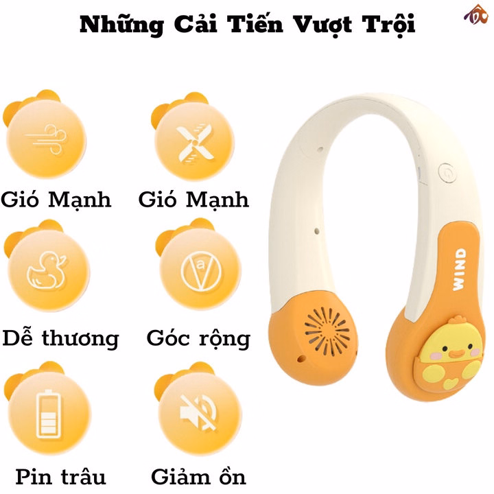 Quạt Đeo Cổ Mini Không Cánh Hình Thú Siêu Mát, Bền, Chạy Êm Ctb715 - Bechip - Ảnh 5