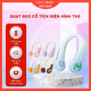 Quạt Đeo Cổ Mini Không Cánh Hình Thú Siêu Mát, Bền, Chạy Êm Ctb715 - Bechip