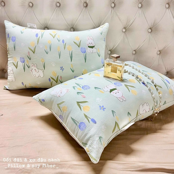 Bộ 2 Gối Hoa Hồng Xanh Mềm Mại Cao Cấp - Ảnh 3