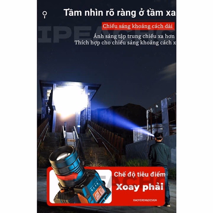 Đèn Pin Đội Đầu T6 Cảm Biến Vẫy Tay Siêu Sáng Kiêm Sạc Dự Phòng Điện Thoại, Zoom Gần Xa Gd185 - Lady'S Passion - Ảnh 2