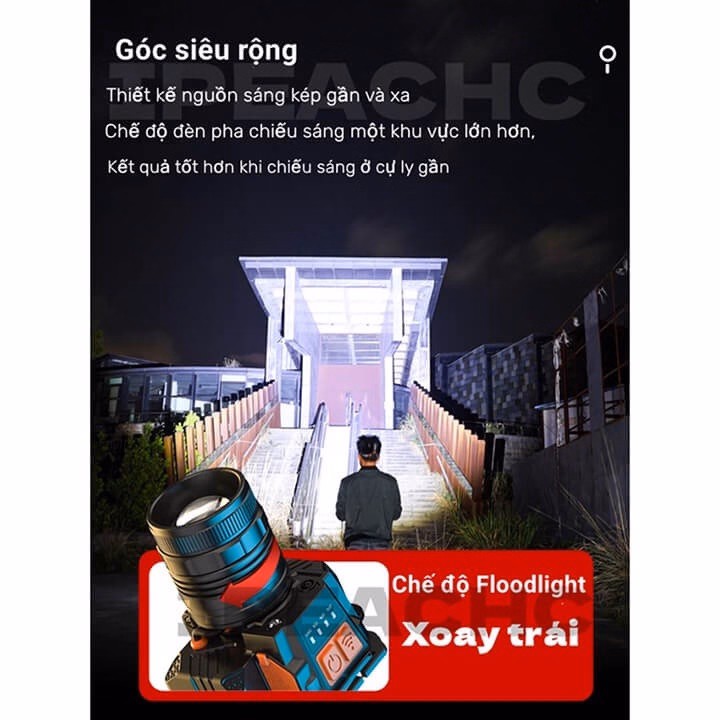 Đèn Pin Đội Đầu T6 Cảm Biến Vẫy Tay Siêu Sáng Kiêm Sạc Dự Phòng Điện Thoại, Zoom Gần Xa Gd185 - Lady'S Passion - Ảnh 9