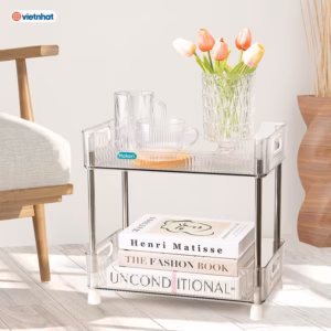 Kệ Chữ Nhật Trong Suốt 2 Tầng Tiện Ích